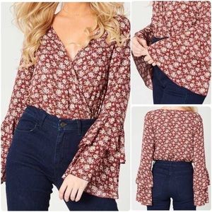 Altar’d State Rust Bell Sleeve Bodysuit